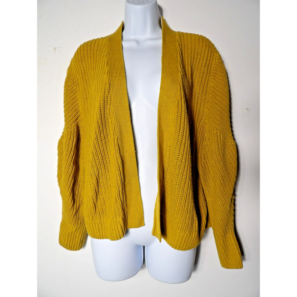 Ruby Moon Cardigan Womens Small Knit Mustard Yellow Shrug Open Style Lagenlook - Picture 2 of 11